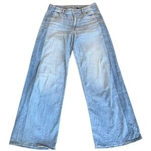 American Eagle Womens Wide Leg Jeans Light Wash High Rise Size Unknown